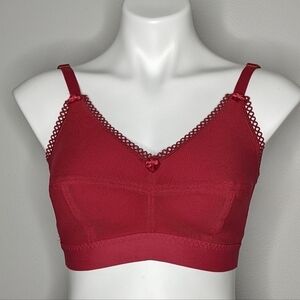 ✨3/$15 Rhonda Shear red wireless lightly padded bra XS